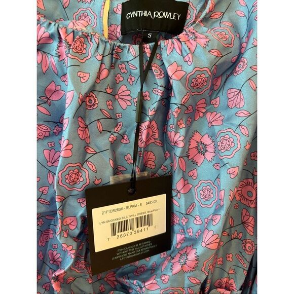 NWT Cynthia Rowley smocked silk twill dress, Small $495 - Picture 6 of 11